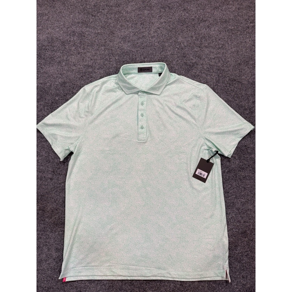 G/FORE Polo Shirt Mens XL Green Allover Floral Print Stretch Golf Performance